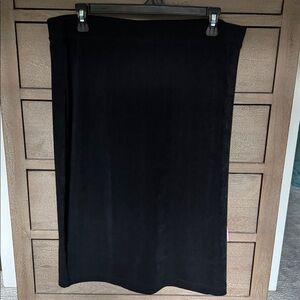 CHICO'S TRAVELER'S Slinky Black Midi skirt Business Casual Travel Work Pull on